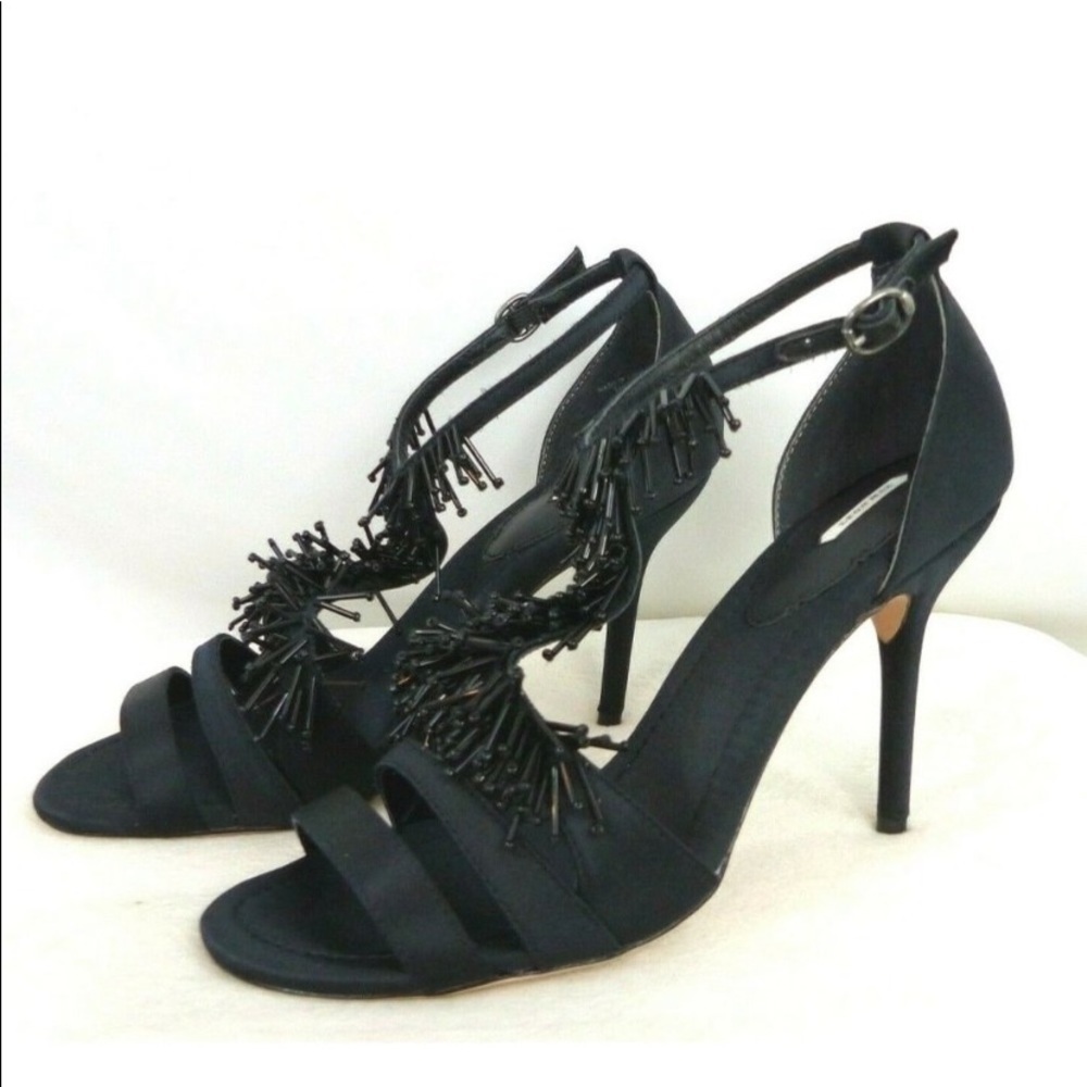 - Leon Max Womens Black Samba Beaded Heels Pump  Size 10 NWT night out wedding - Picture 3 of 7